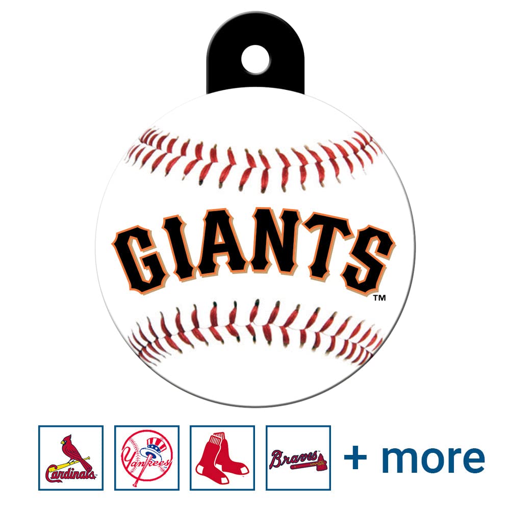 GoTags MLB San Francisco Giants Personalized Dog Tags, Round Baseball Shape Solid Brass Engraved Pet ID Tags
