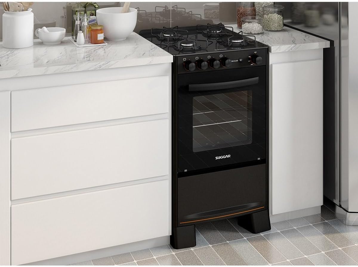 Fogão Suggar Cook Glass 4 Queimadores Mesa Vidro Preto Bivolt FGVCG410PT Fogão Suggar Cook Glass 4 Queimadores Mesa Vidro Preto Bivolt FGVCG410PT