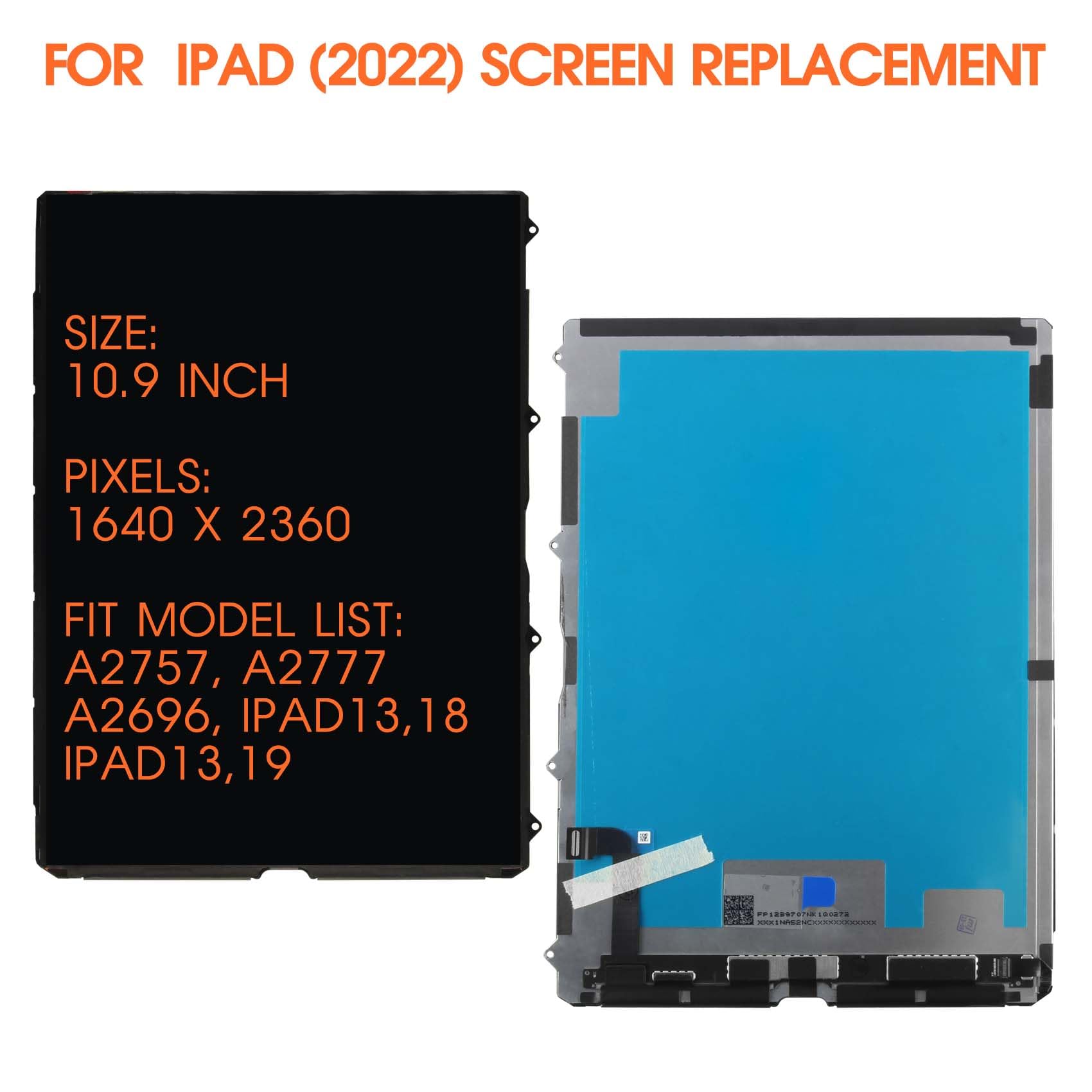 for iPad 10th Gen LCD Screen Replacement for ipad 10th Generation Display 2022 A2696 A2757 A2777 LCD Display Replacement Repair Parts(Not Including Digitizer)