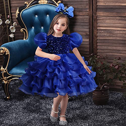 DreamHigh Little Girls Sequined Party Ball Dress Big Bow Headband Special Party Prom Dress4