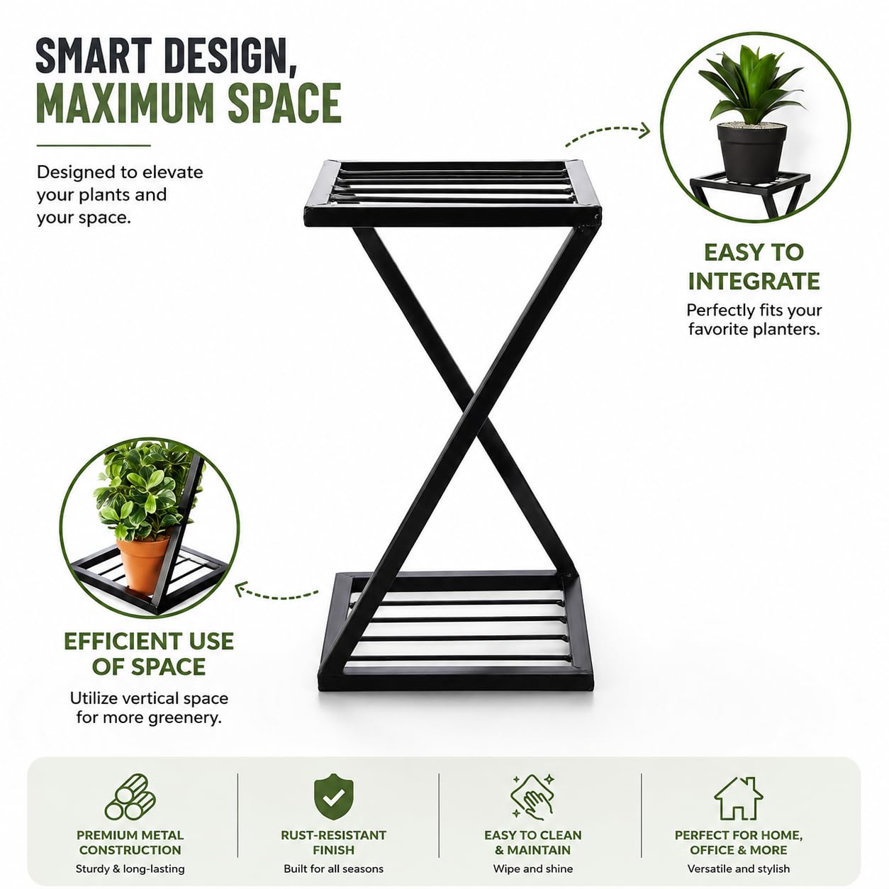 Metal Plant Stands - Modern Z & X Shape -8