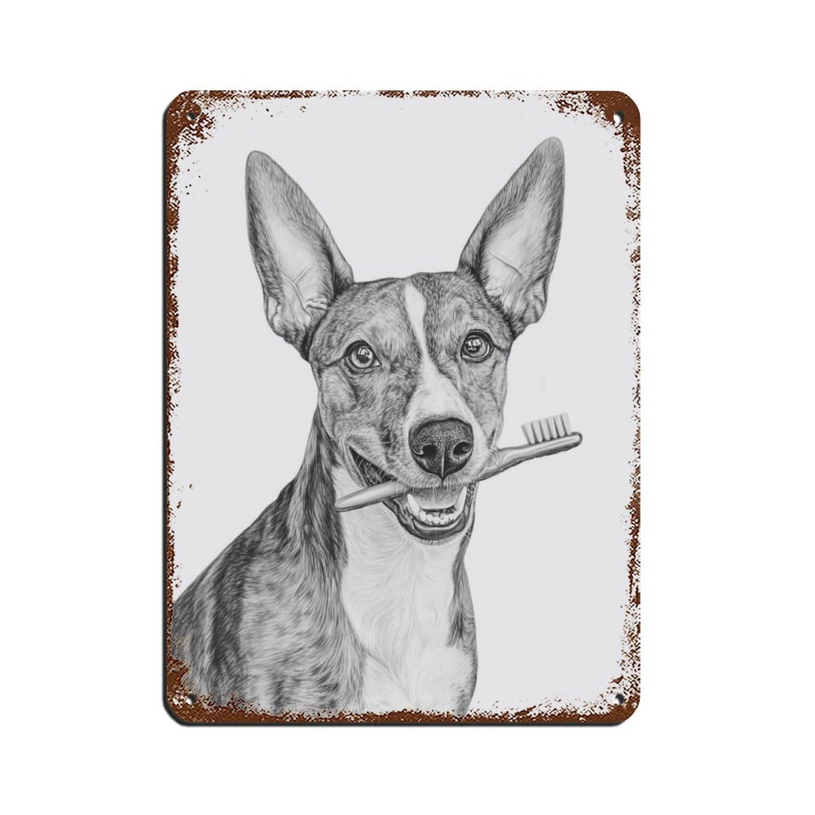 Basenji Dog Bathroom Art Kids Bathroom Décor Tin Sign Vintage Metal Pub Club Cafe Bar Home Wall Art Decoration Poster Retro 12x16inch(30x40cm)