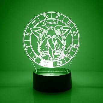 MMS Gemini LED Night Light Lamp, Personalized with Your Name or Text, Remote Control with 16 Colors, 4 Light Modes, Customized Gift LED Lamp Sign Display Lights Up, USB Cord or Battery