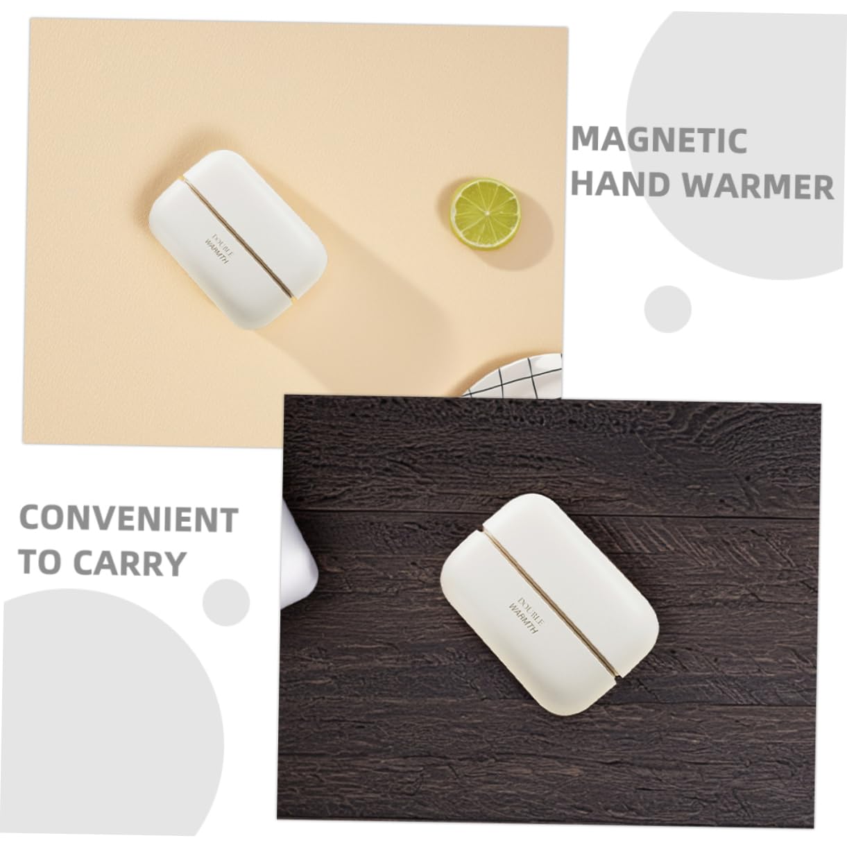 WOONEKY Calentador de Manos USB Recargable Portátil para Viajes al Aire para Caza Invierno Cálido y Rápido Color Marfil