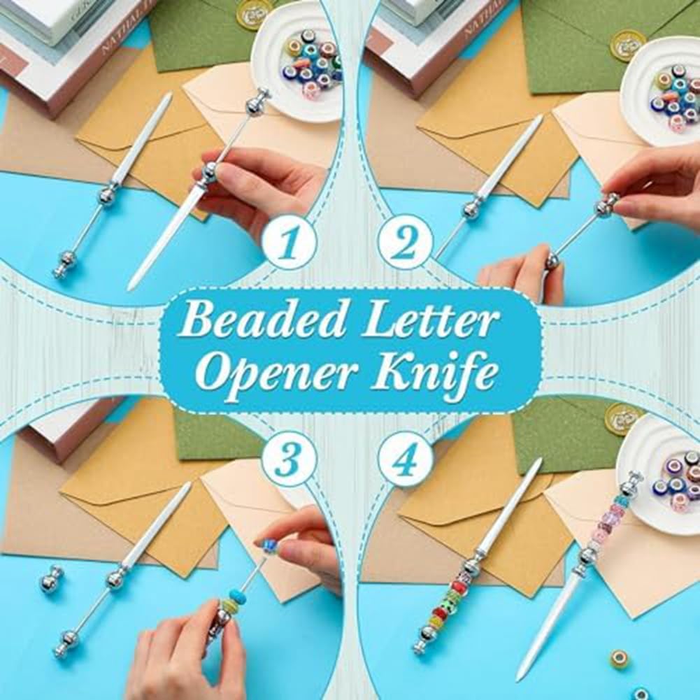 Barfeery 16Pcs Beaded Letter Opener Metal Letter Opener Set Kit Envelope Slicing Beaded Letter Opener Set for Gifts Home DIYSupplies - Image 2