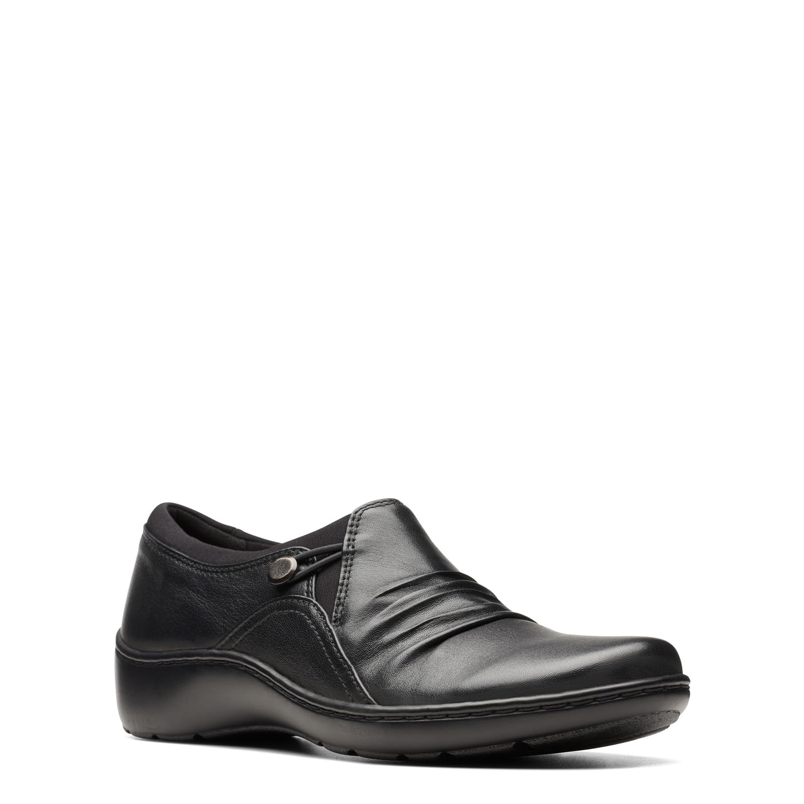 Clarks Women's Cora Dusk Loafer, Black Leather, 6.5