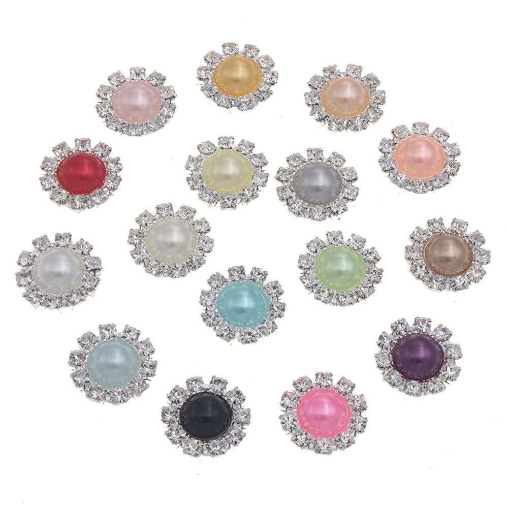 Fangren ZX 10pcs 14mm Strass Perle Plate cutanée Boutonnage en