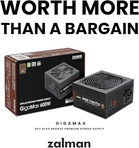 Miniatura 2 de Zalman GigaMax - Fuente de alimentación de bronce de 600 W 80+, salida estable de alta eficiencia, 5 años de garantía, fuente de alimentación
