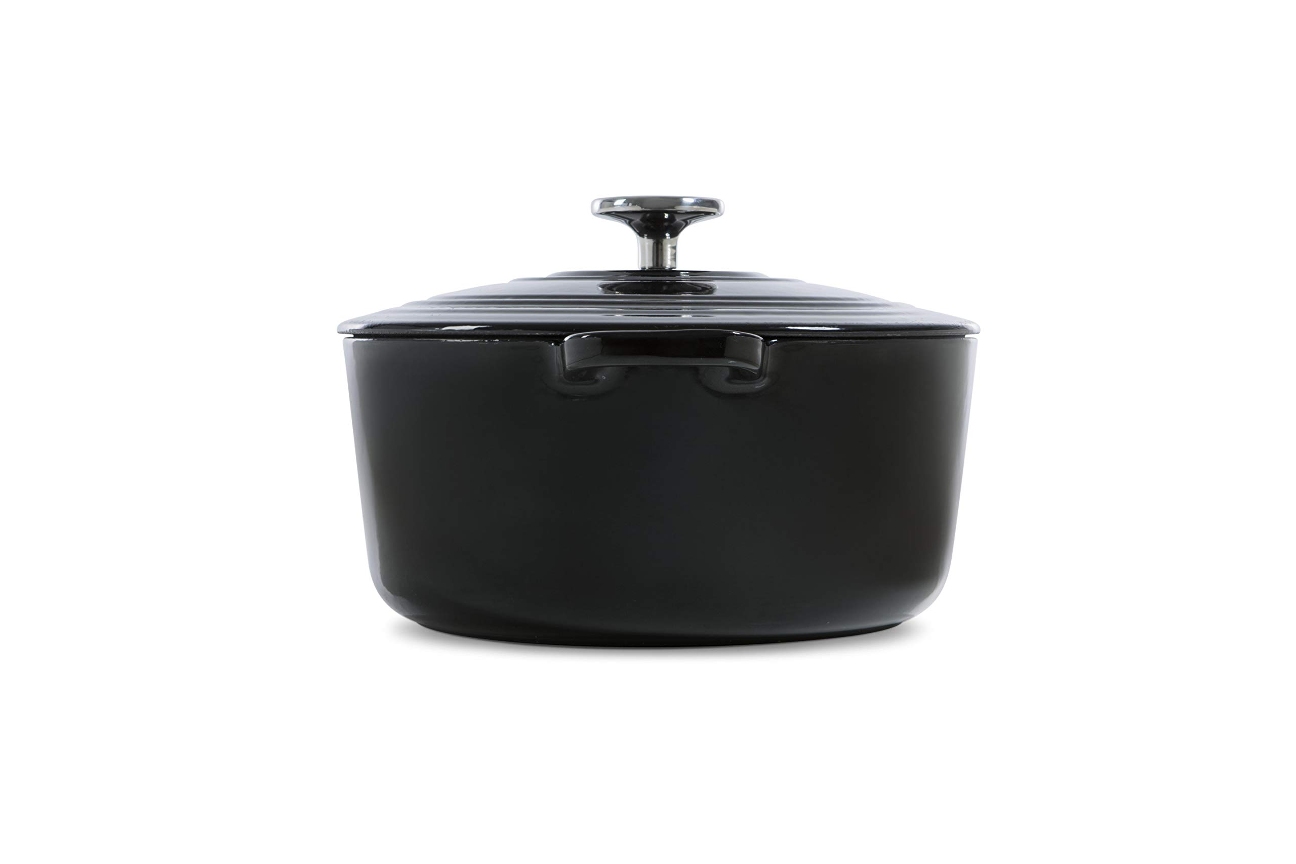 BK Cookware Ghisa Smaltata Tedesca, 24 cm/4,2 litri Casseruola avec Couvercle, Forno Olandese, Fornello a Induzione, Lavabile in lavastoviglie, Forno fino a 220°C, Nero