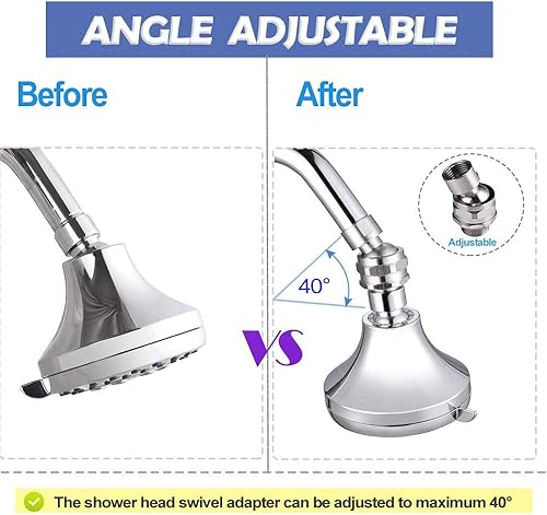 Miniatura 2 de Cabezal de ducha adaptador de bola giratoria de latón, conector de ducha ajustable de latón, extensión de brazo de ducha, componente universal de