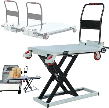 الكهربائية الهيدروليكية مقص عربة رفع الجدول، 300 kg/660 lbs تحميل، 100 cm/40 in رفع الارتفاع، السقالات الكهربائية رفع منصة العربة