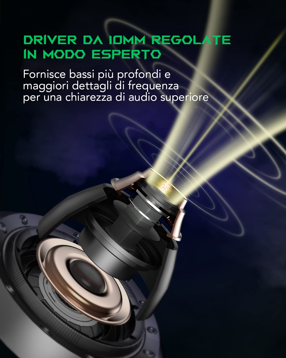 Black Shark Cuffie Bluetooth con Latenza Ultra Bassa da 35ms, Auricolari Bluetooth con Suono Premium, Bluetooth 5.2, Driver da 10mm, 4 Microfoni Ultrachiari, Impermeabilità IPX5, 20 ore di Gioco