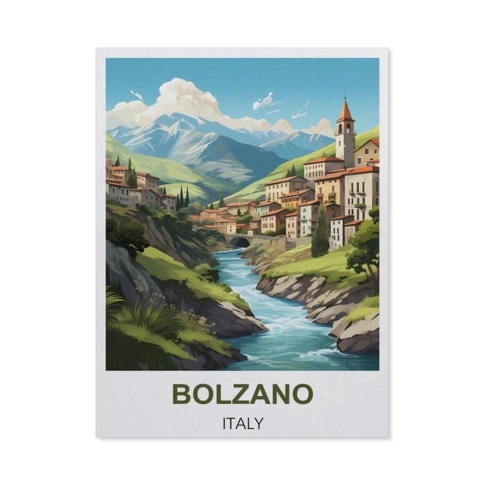 BEAYODKP 5D DIY Diamond Painting，Bolzano Italy Vintage Travel Posters，Art Living Room Wall Decoration Gift（30 x 40 cm/11.81 x 15.74 inches）-BZ53