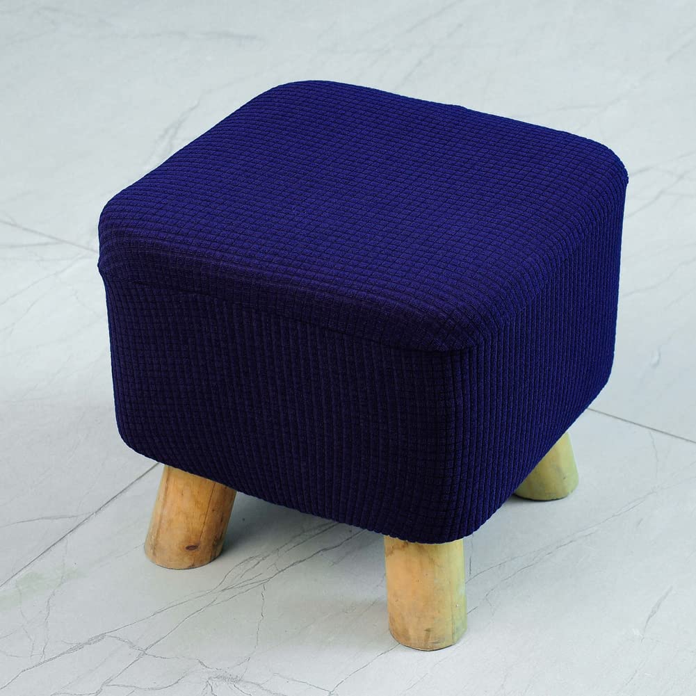 SJH Small Foot stool Cover,Non-slip Ottoman Slipcovers with Elastic Bottom,Stretch&Soft Square Mini Chair Cover,Home Footrest Protector(25-33cm)