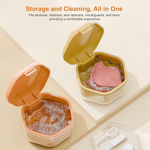 Miniatura 3 de Estuche de retención para dentadura postiza, caja de dentadura duradera de grado alimenticio, 3 capas, soporte de dientes falsos con colador