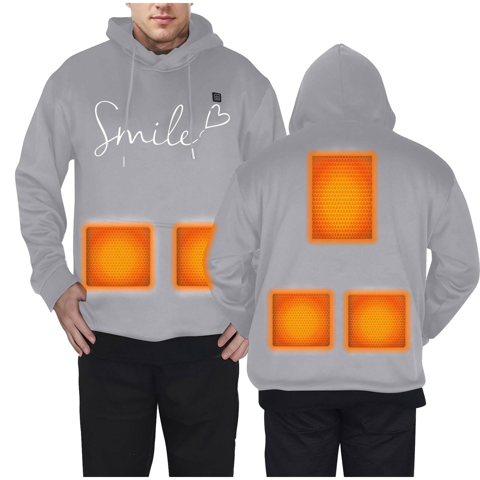 Pull à Capuche pour Femmes-Sweat à Capuche Chauffant Unisexe pour Femme et Homme Veste d’Hiver extérieure avec Cinq de Chaleur Pull Thermique réchauffant Gilet électrique Confortable Tenue décontract