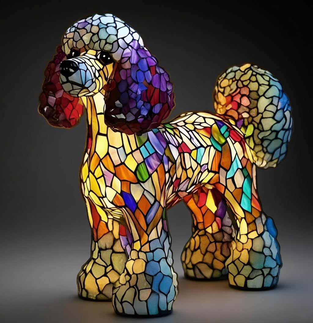 XWNGDAFEVF 3D Table Lamp Cute New Dog Series Home Decor Resin Tabletop Night Light Loyal Companionship Lighting, Standard Poodle