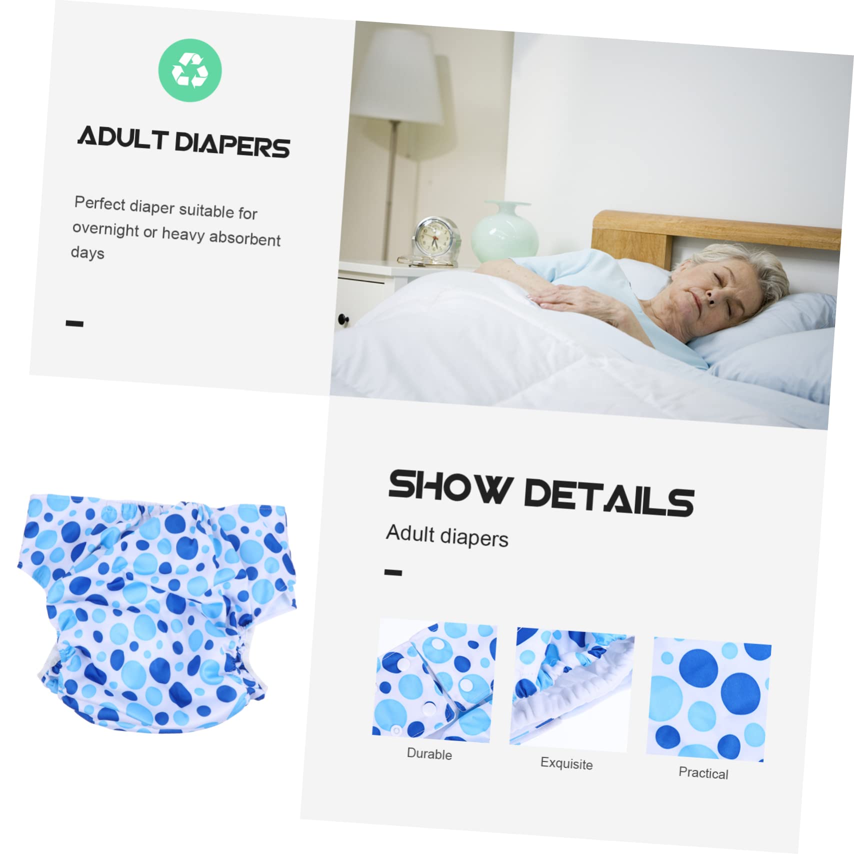 minkissy Leak Proof Diaper Pants Washable Nappy for Incontinence Overnight Diaper Nappy Menstrual Pants Multipurpose