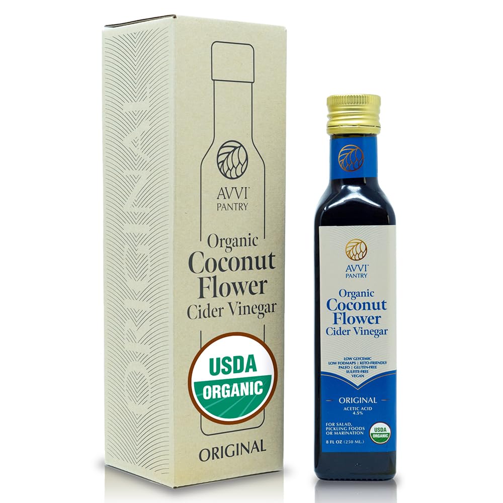 AVVI Organic Coconut Vinegar with Nectar - Premium Gourmet Balsamic Vinegar Alternative, Condiment for Healthy Cooking, Salad Dressing, Pickling,Marinades (Original)