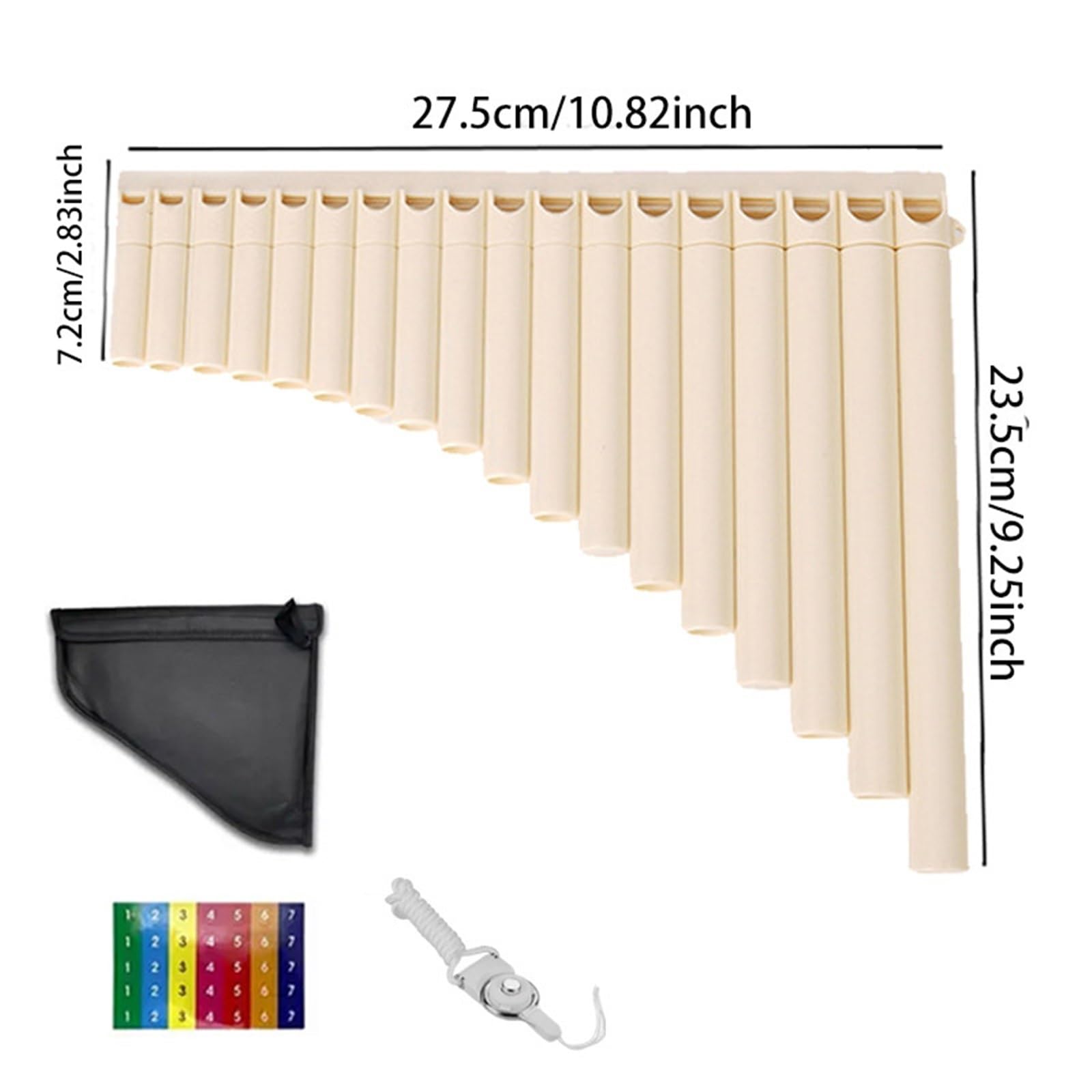 Flauto Di Pan Professionale Flauto Di Pan A 16 E 18 Canne Per Principianti E Adulti Pratica Professionale In Chiave Di Do(18 white)