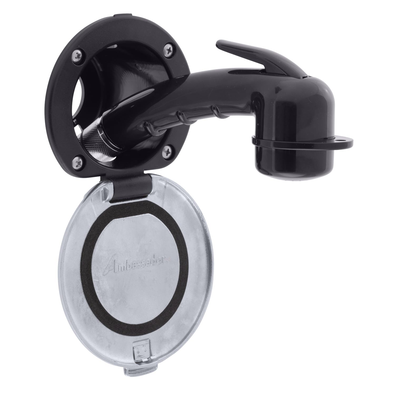 Recessed Shower- Black Cup with Stainless Steel Lid, Small Black Sprayer, 6' Stainless Steel Hose - 136-0048-KP-W