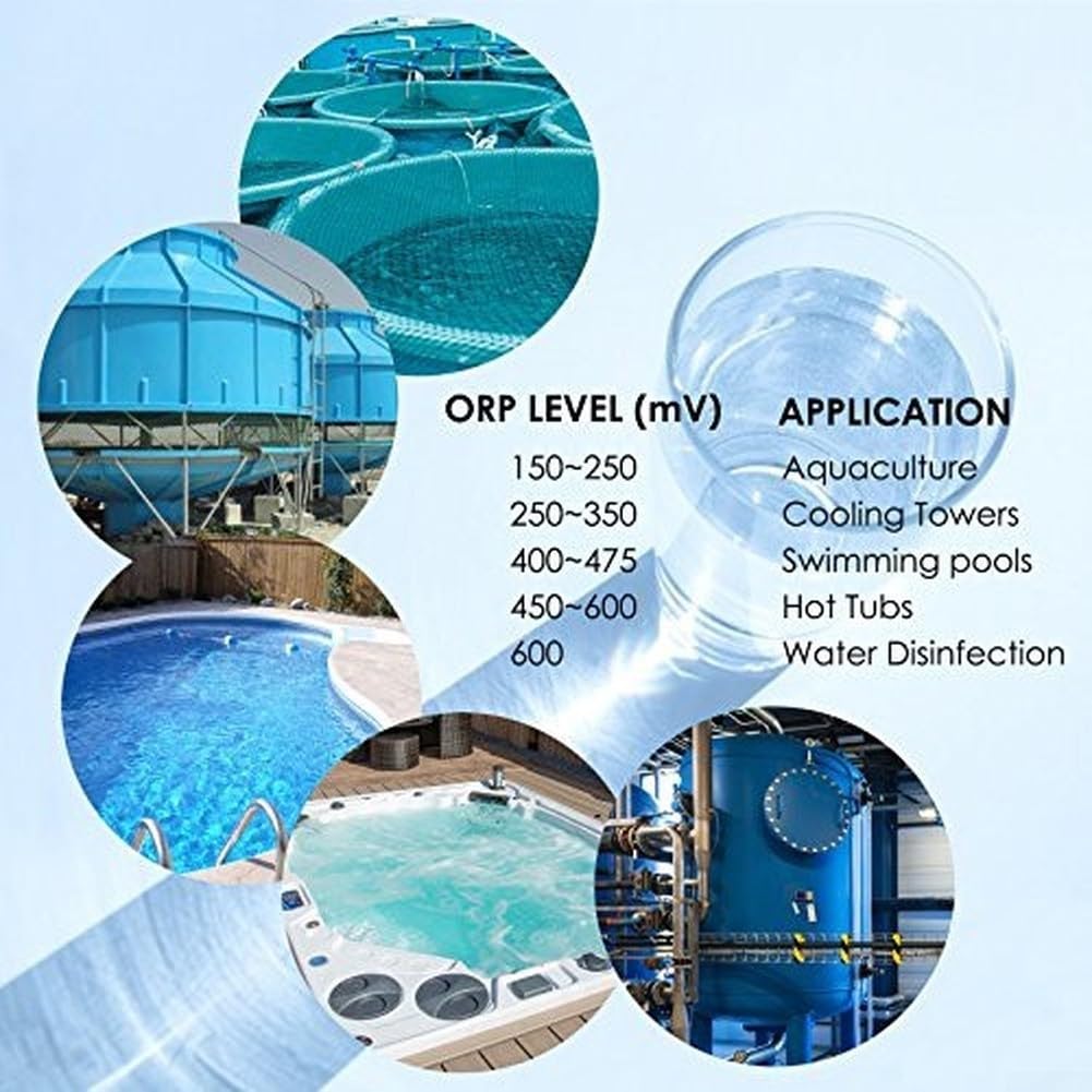ORP Misuratore di potenziale di riduzione dell'ossidazione Tester -1999 ~ +1999mV, Compensazione automatica della temperatura 0-50 ℃, grande display, portatile con custodia per acquari, piscina, acqua