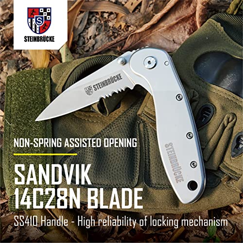 Motovecor Pocket Knife For Men With Clip - Heavy Duty Folding Pocket Knives, 3.4" 14C28N Stainless Steel Titanium Coated Blade, Tactical Edc Knife For Camping Hunting Fishing #TOP6