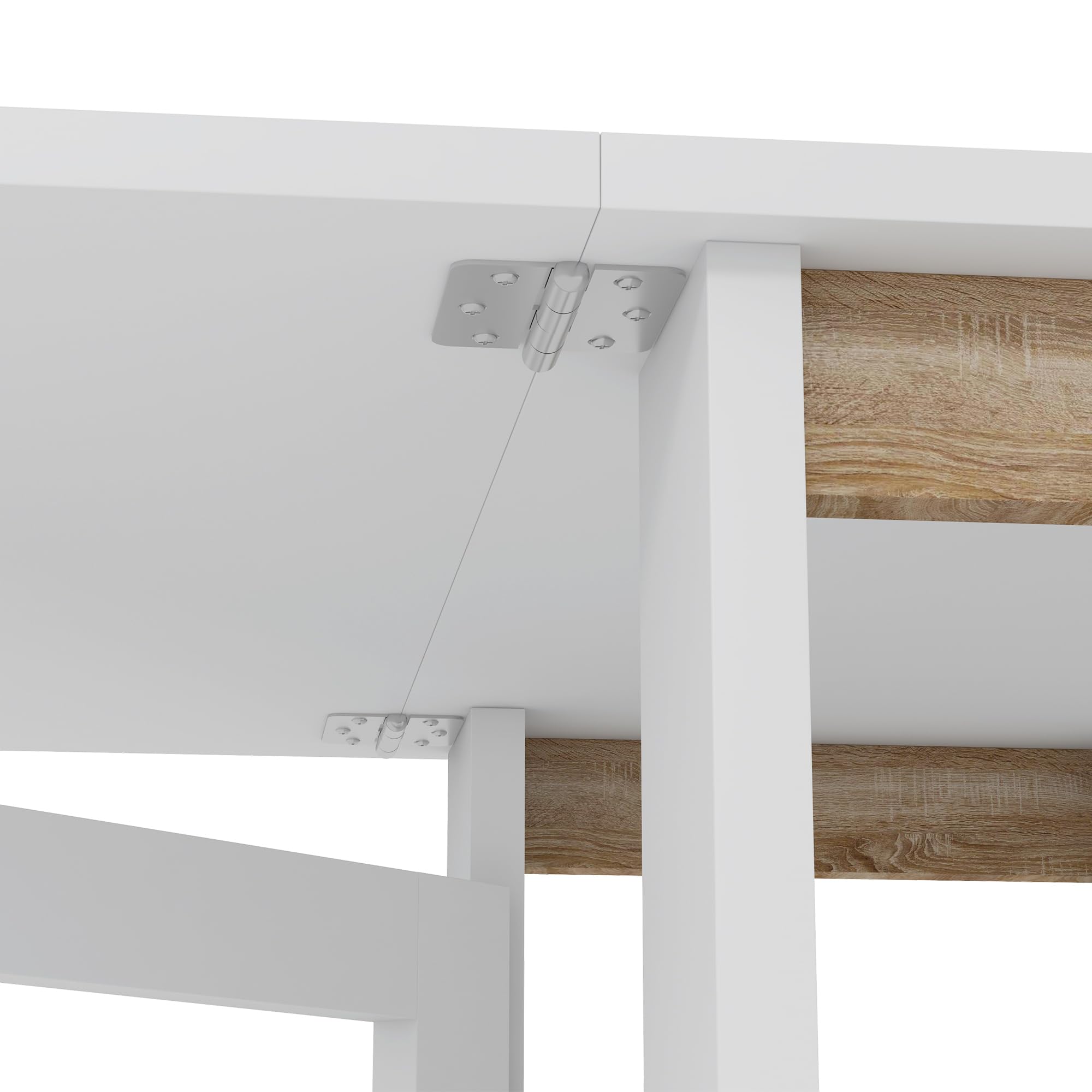 HOMCOM Tavolo da Pranzo Pieghevole Tavolo a Ribalta 120x60x75 cm Bianco | Con Ruote per 4 Persone, Scrivania Richiudibile Salvaspazio, Con 2 Ribalte e Ripiani, Soggiorno, Casa, Ufficio