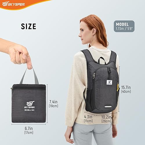 Miniatura 6 de SKYSPER Mochila de senderismo pequeña de 10 L, plegable, ligera, para senderismo, viaje, para mujeres y hombres