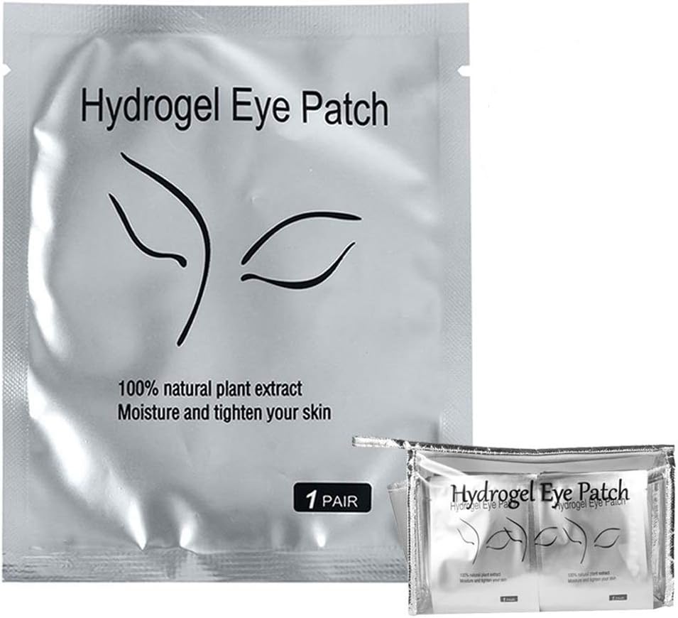 kovko Eyelash Extension Eye Pad, 100 Pairs Under Eye Pads, Lint Free DIY False Lash Extension Beauty Makeup Hydrogel Gel Eye Patches with Transparent Cosmetic Bag
