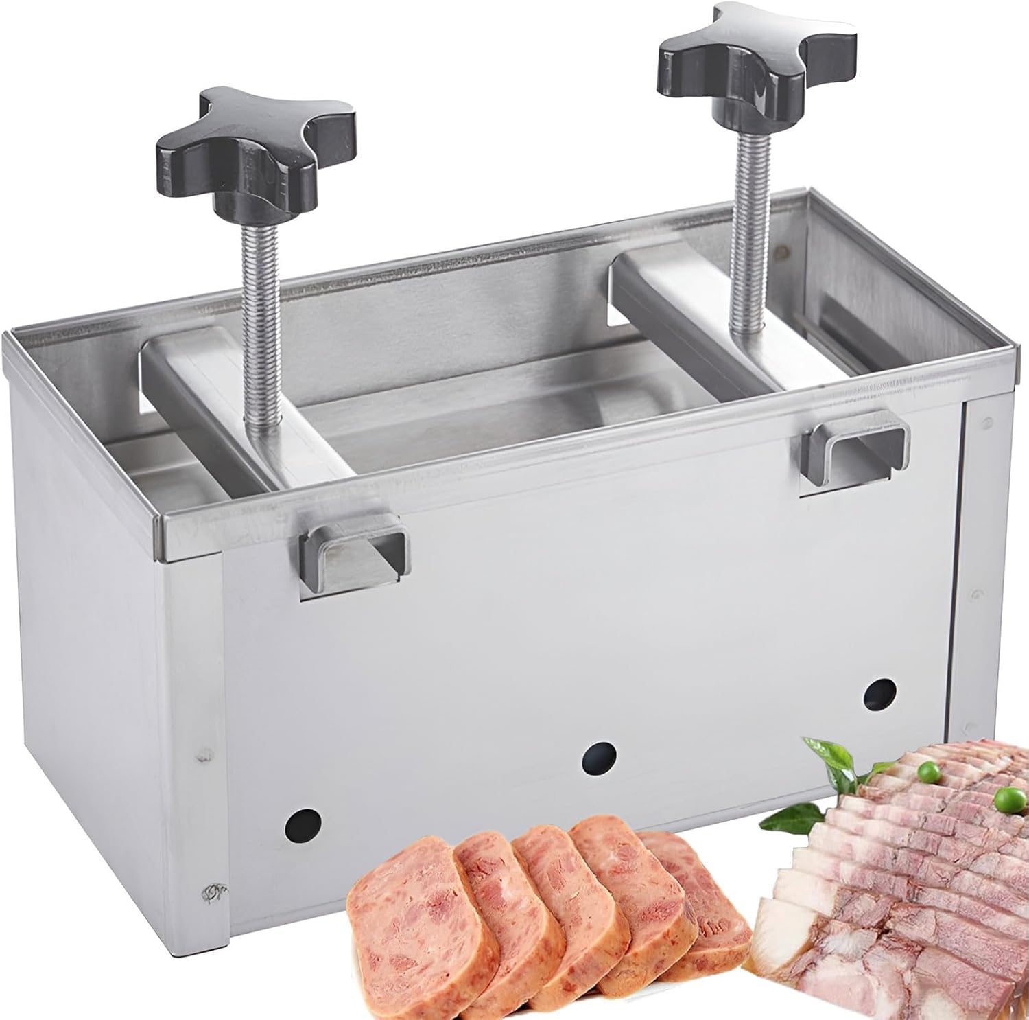 Prasa do hamburgerów ze stali nierdzewnej z prasą dwuśrubową, szczelna taca na zupę do wypchanych hamburgerów, zdejmowana płyta dolna, 3 kg, zaprojektowana do grillowania i kuchni