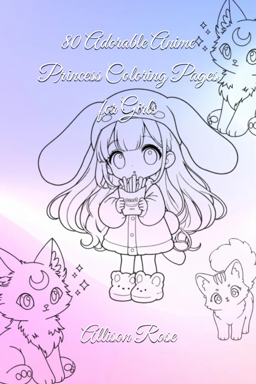 80 Adorable Chibi Girls, Kawaii Cats & Cute Companions Coloring Pages for Girls, Teens & Anime Lovers of All Ages: Anime Princess Coloring Book