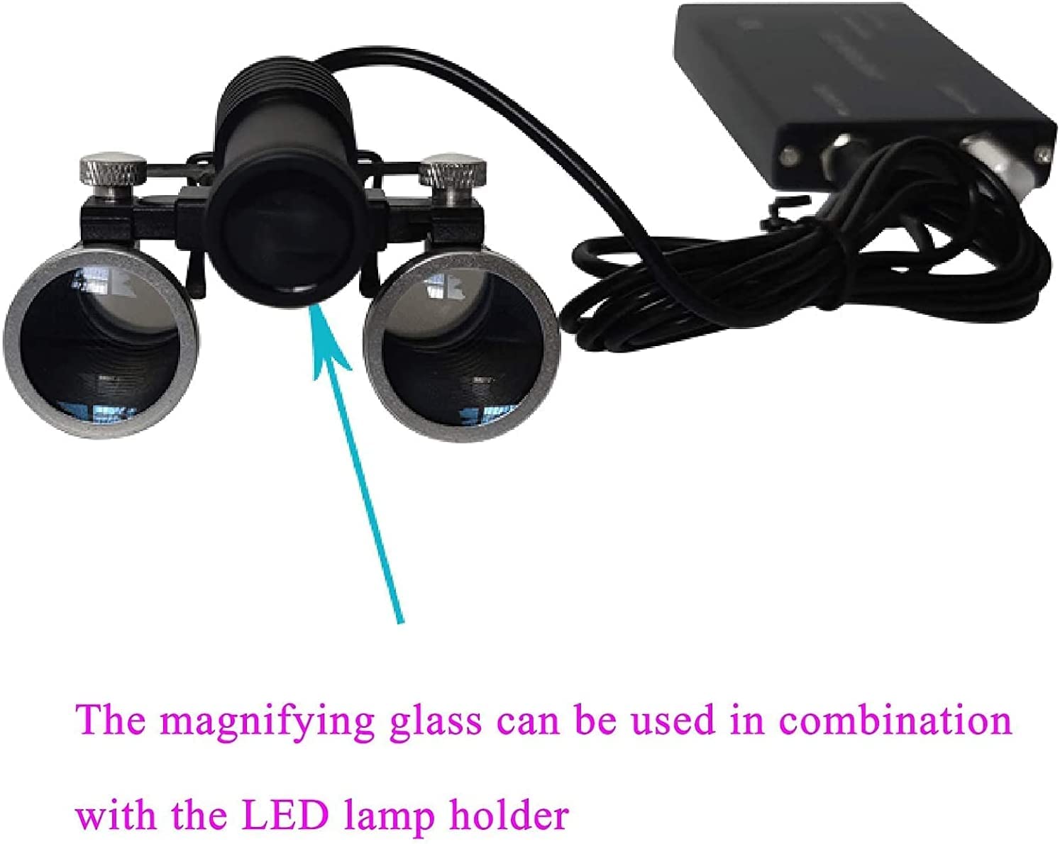 Lente d'ingrandimento in vetro ottico 3,5 x 420 mm con luce per chirurgia dentale, lente d'ingrandimento binoculare a clip con lampada a LED