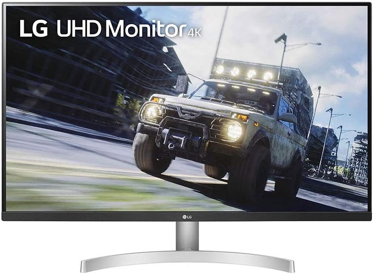 LG 32UN500-W Monitor 32" UHD (3840 x 2160) Display, AMD FreeSync, DCI-P3 90% Color Gamut, HDR10, Built-in Speakers, 3-Side Virtually Borderless Design - Silver/White