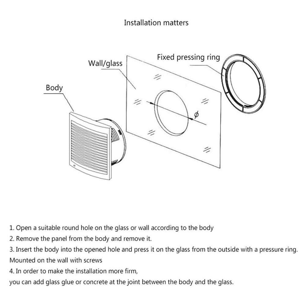 Extractor de Aire de Pared, Potente Extractor de Aire para Cocina y baño, de Alta Potencia y bajo Ruido, con Rejilla de ventilación de 7 Pulgadas.,7 Inches