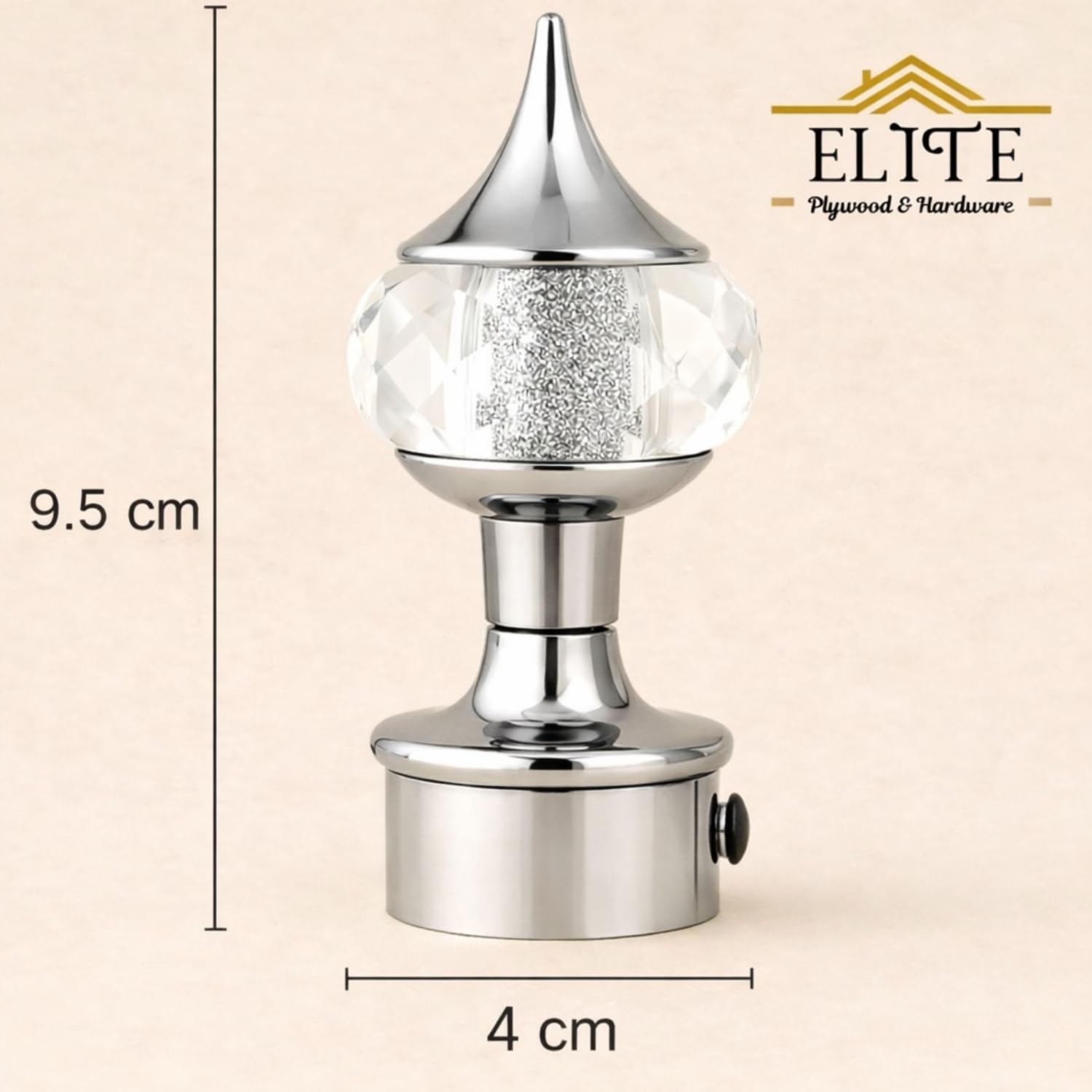 Elite Premium Chrome Silver Diamond 1 Inch Curtain Rod End Cap – Elegant Decorative Rod Finial for Window Drapes, Smooth Finish, Durable & Stylish, Perfect for Home & Office Décor 4pcs (Chrome Silver) — Amazon image 2