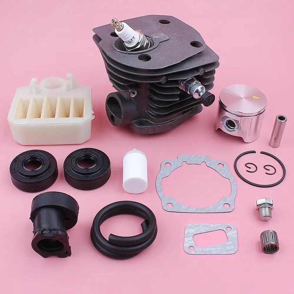 Kit de pistón de Cilindro de 44 mm, for Husqvarna 346XP 350 351 353 Junta de admisión de línea de Filtro de Combustible y Aire Pieza de reemplazo de Motosierra Pistón de Cilindro de jardín