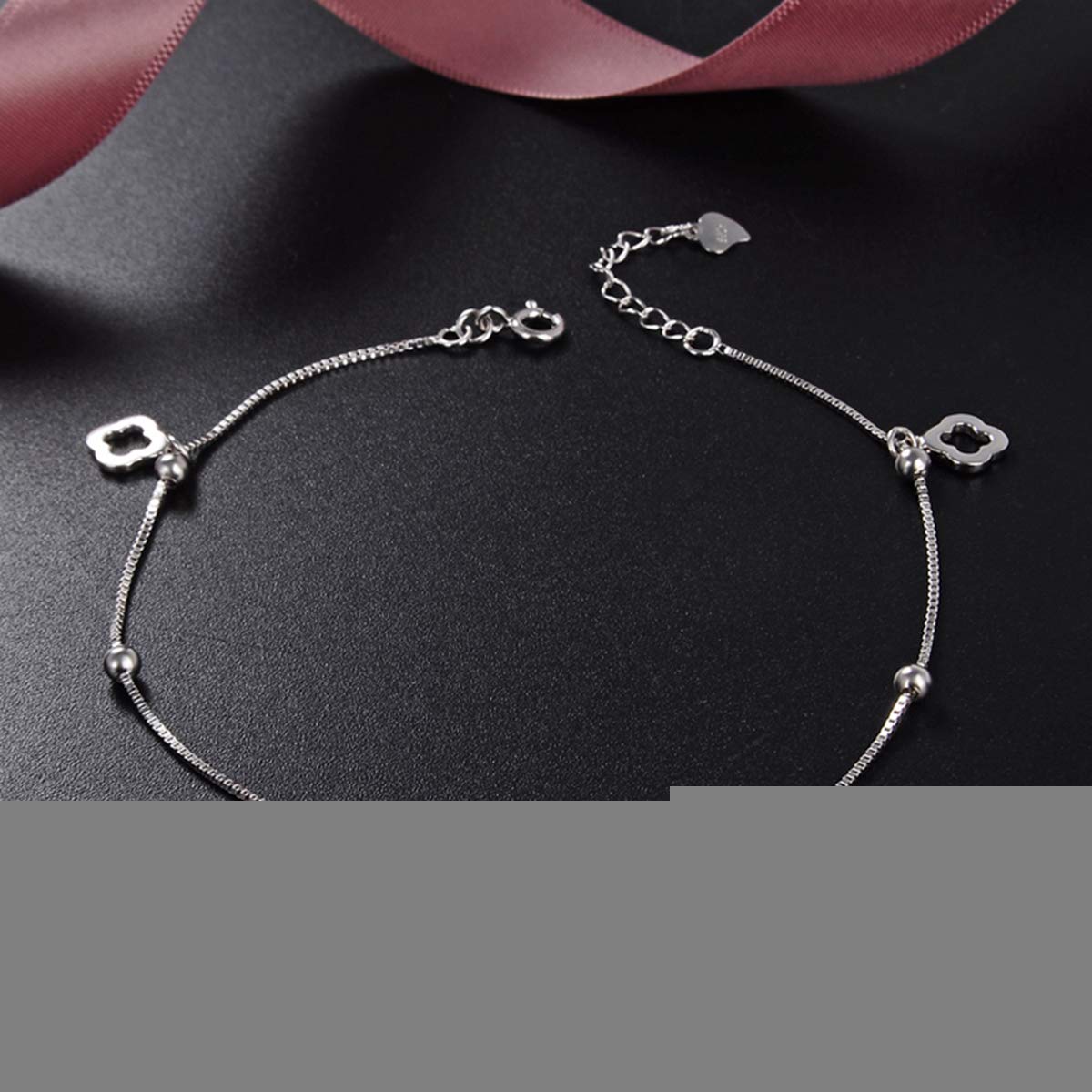 calcetín Simple Zircon 925 Tobillera de Plata esterlina Señoras Diamantes con Accesorios, Accesorios de Moda, Regalos de cumpleaños