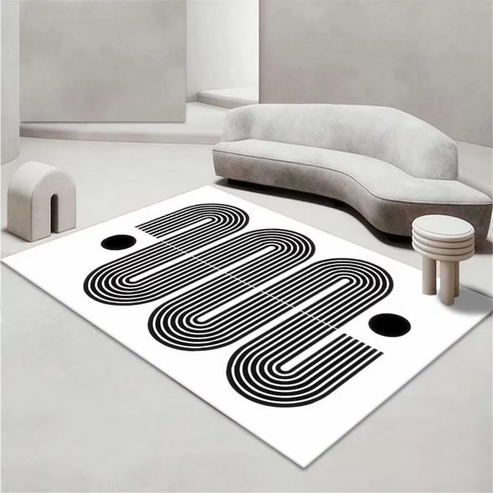 Tapis de sol gris 140x200cm géométrique antidérapant pour chambre