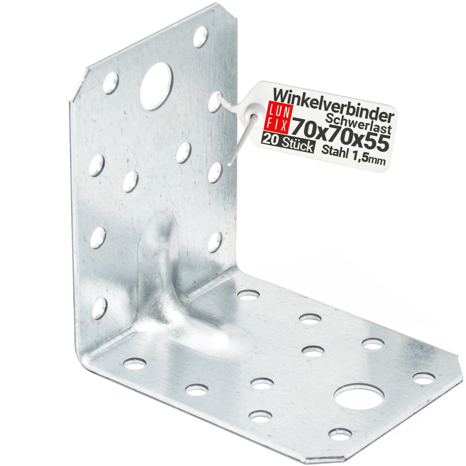 Lun Fix Staffe angolari 70x70x55 mm 20 szt. ocynkowane 1,5 mm 90°