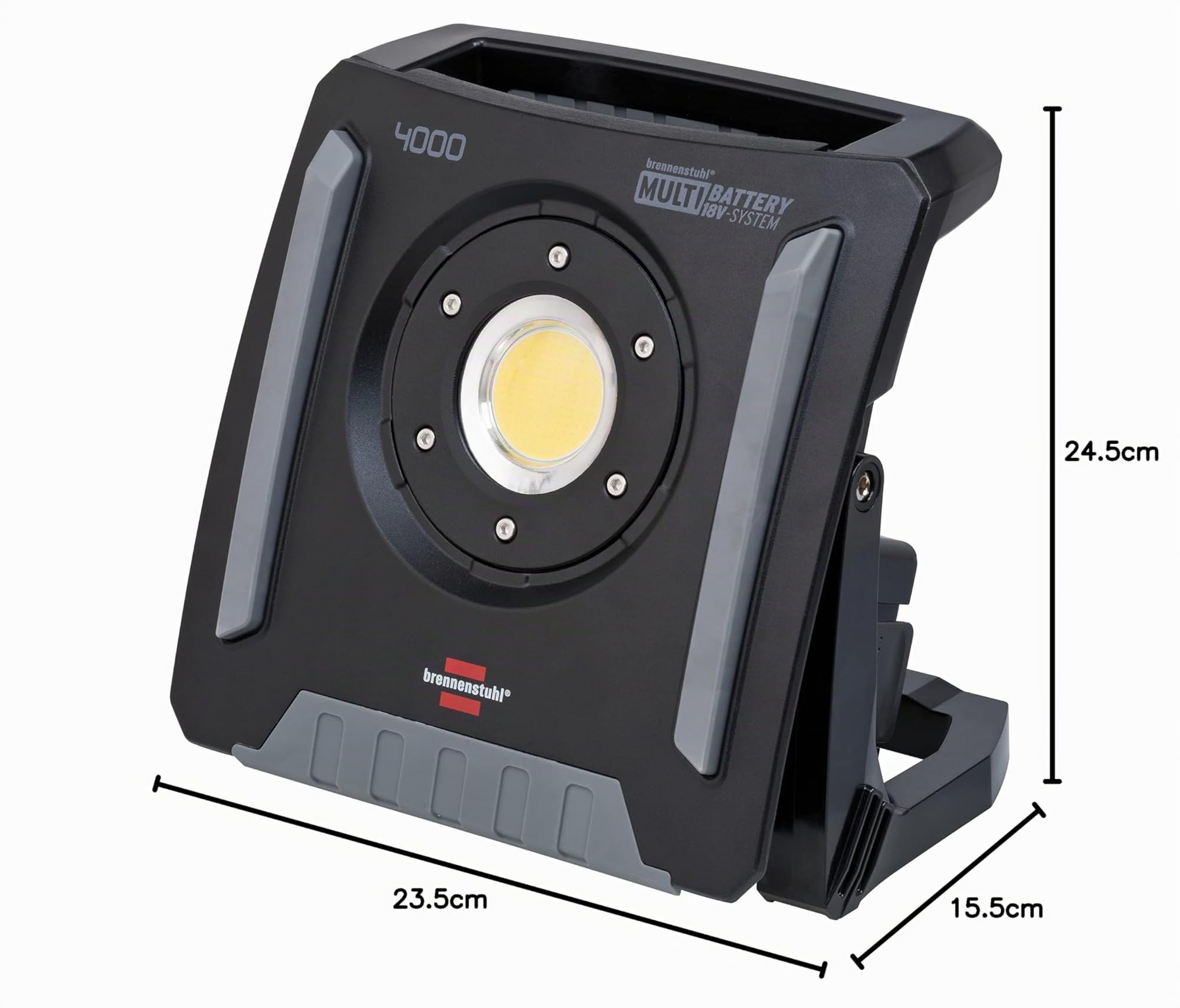 Brennenstuhl Faro LED ricaricabile da lavoro Lampada LED Portatile 4000 MA, 4500lm | IP65 | Compatibile con Batterie 18V dei 5 Principali Produttori di Powertool | Engineered in Germania