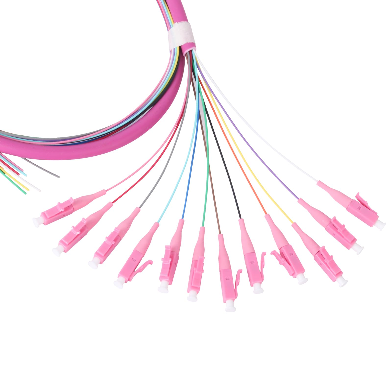 Lot de 2 paquets de fibre optique 12 brins LC/OM4 LC-UPC Mulitmode 1,2 m pour système de communication réseaux