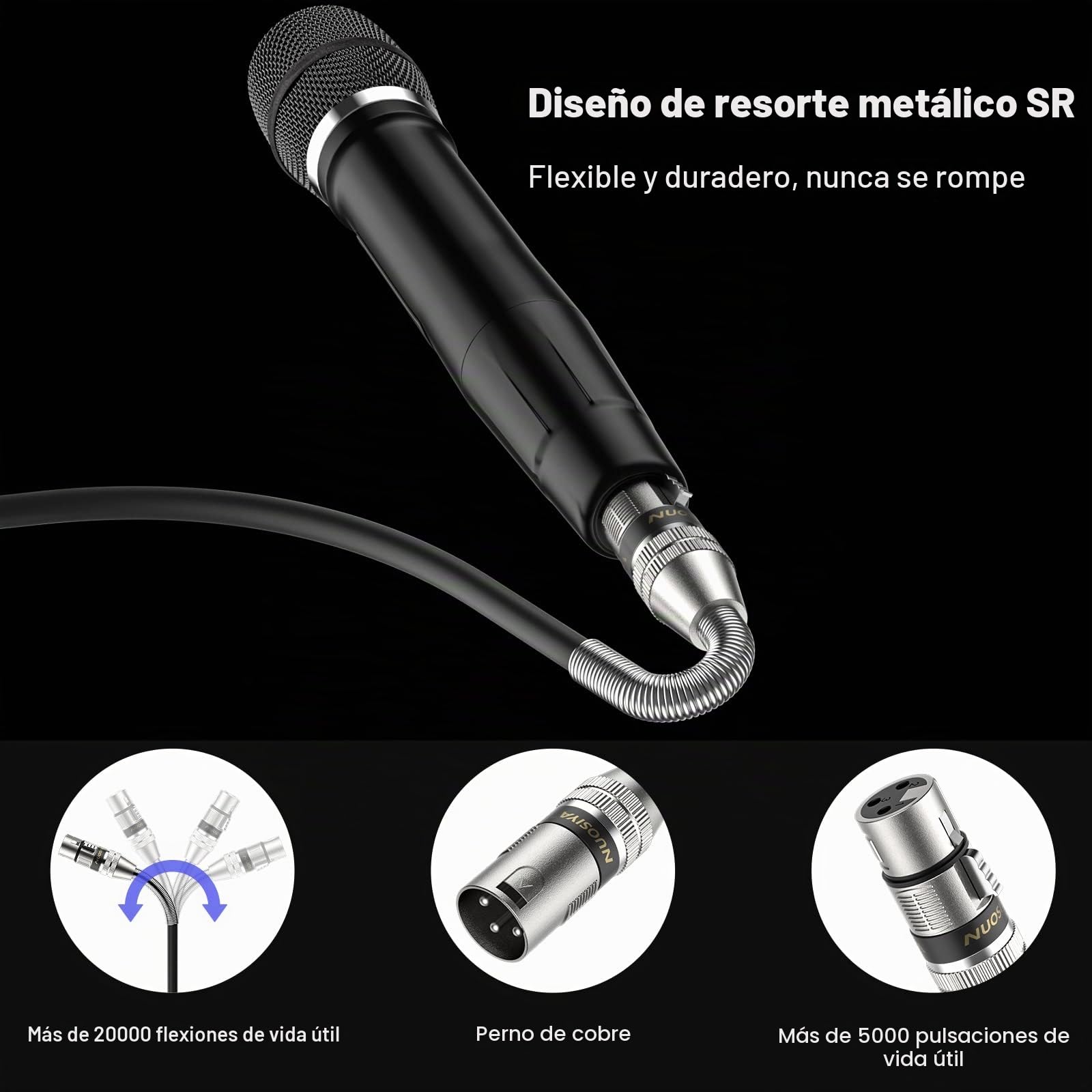2Pack 20 metros Cable XLR Balanceado Microfono XLR Macho a Hembra de 3 pines para Micrófono, Mezclador, Altavoz, Amplificador