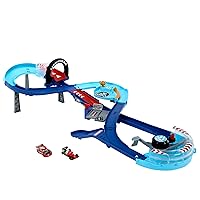Mattel Disney e Pixar Cars Pista Salti della Corsa Globale, playset con propulsore
