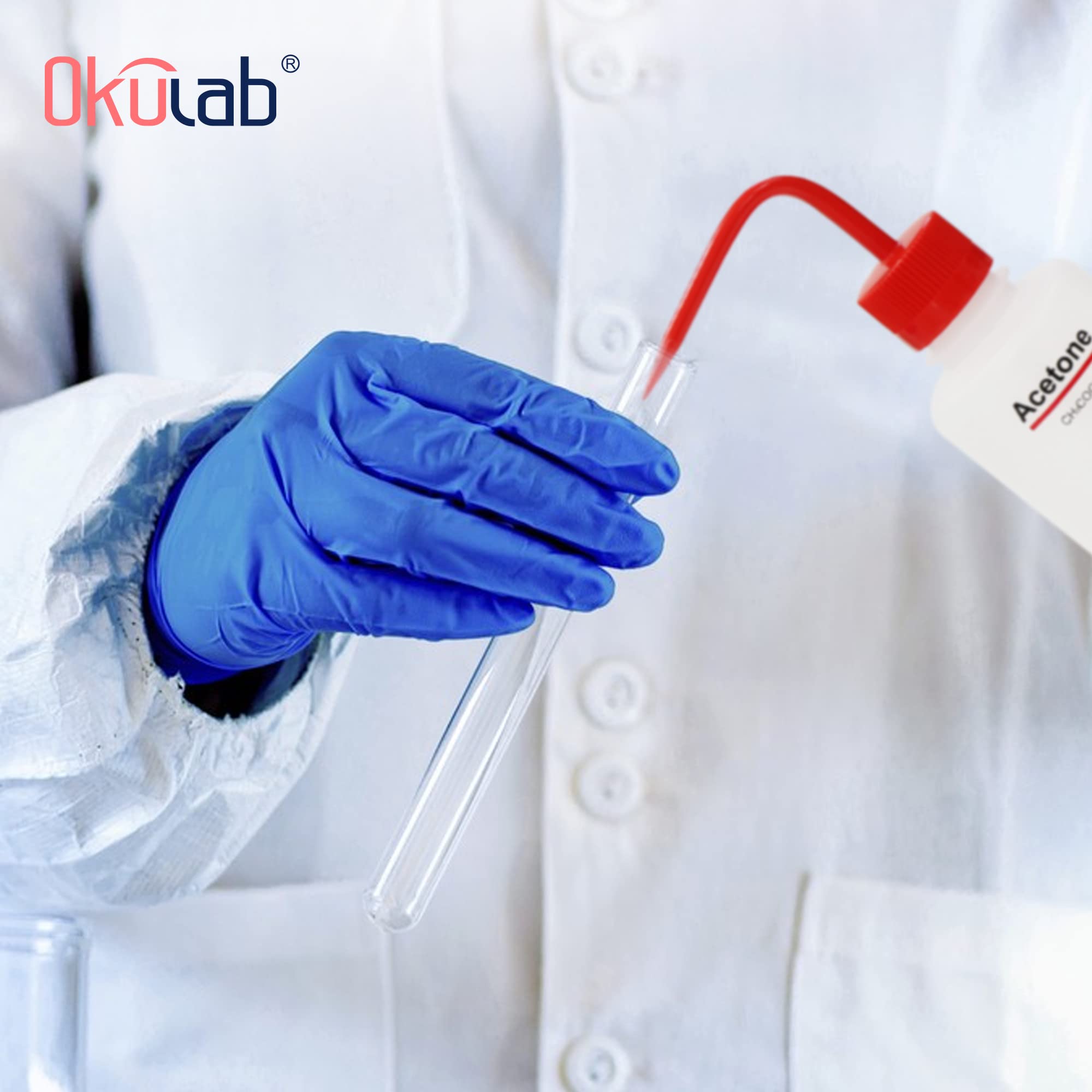 Bezpieczne butelki do mycia, aceton, 6 szt., z nazwą chemiczną. Objętość 500 ml, materiał LDPE, z zamknięciem materiału PP, nakrętka w kolorze czerwonym. WBA500A6