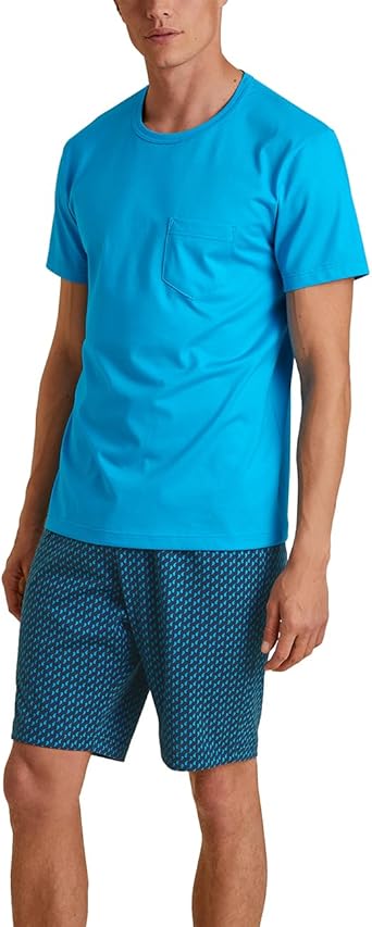 CALIDA Relax Imprint Banden Pyjama voor heren, van 100% katoen, broek met stof beklede elastische tailleband, marsrood, 56