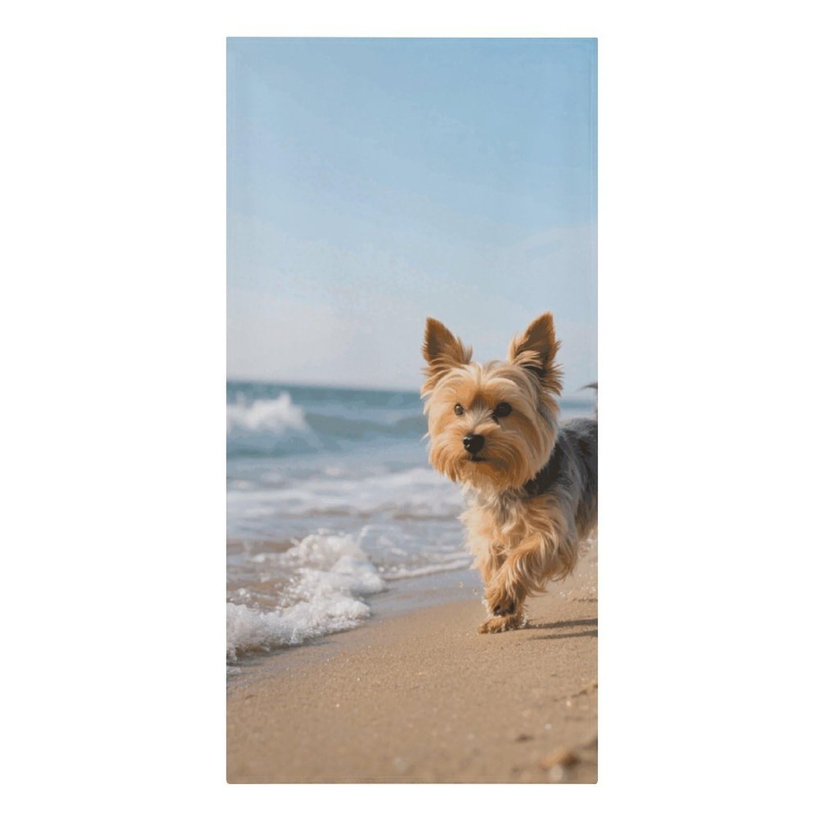 Yorkshire Terrier on Beach Beach Towels Extra Large Quick Dry Absorbent
