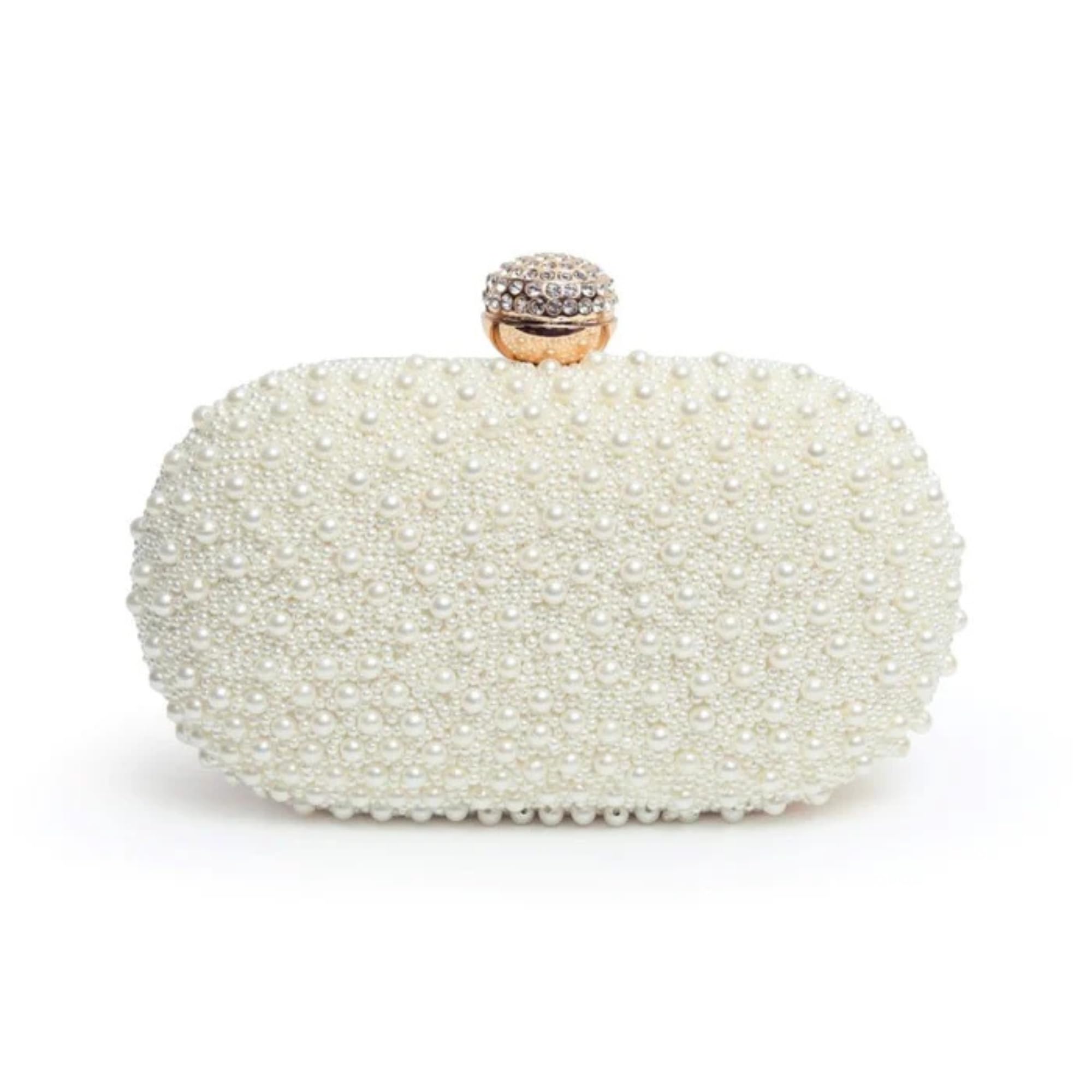 Asad All White Pearl Hand Embroidered Clutch Purses Luxury Evening Handbags
