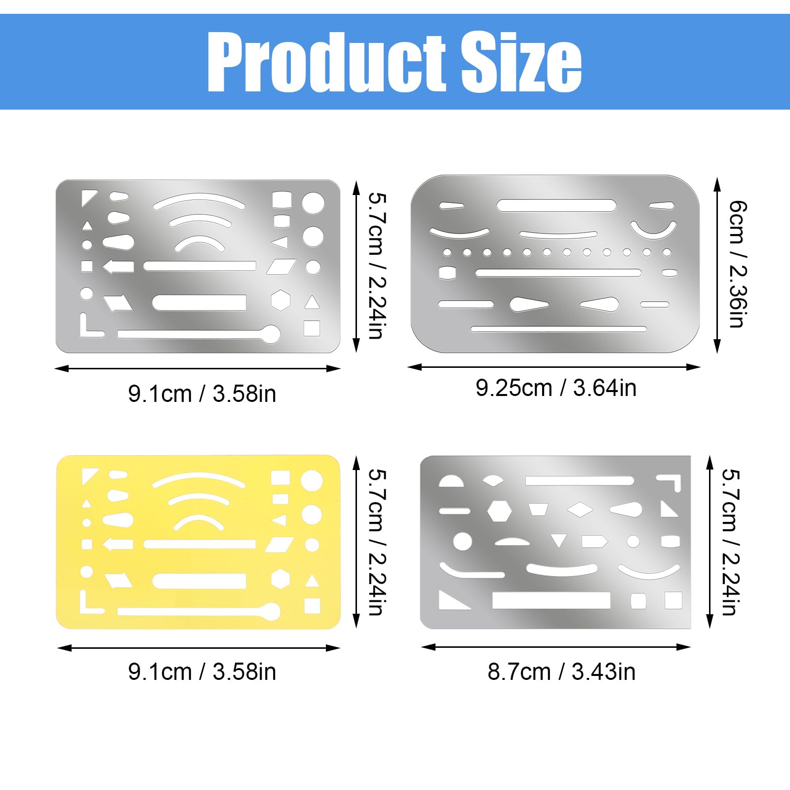 4 Pieces Eraser Shield Eraser Template Drafting, Stainless Steel Drawing Template Metal Drafting Tools Shield Drawing Tools for Mechanical Draw Engineering Design, 4 Designs - Image 2