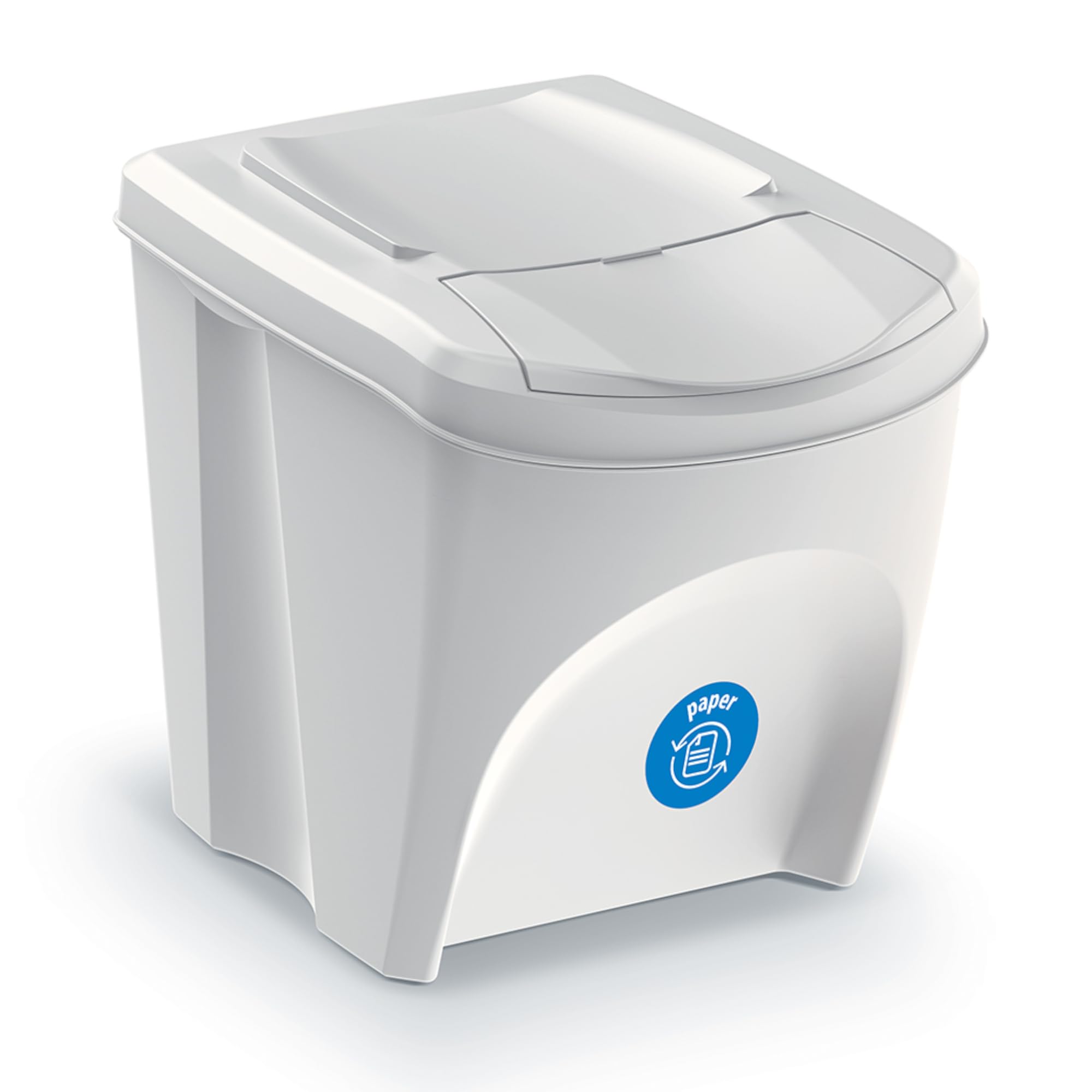 botle 4-częściowy zestaw koszy na śmieci 120 l system segregacji śmieci - zestaw składający się z 2 x 35 l + 2 x 25 l koszy na śmieci w kolorze białym, popielaty kolor, do układania w stos, kompaktowy